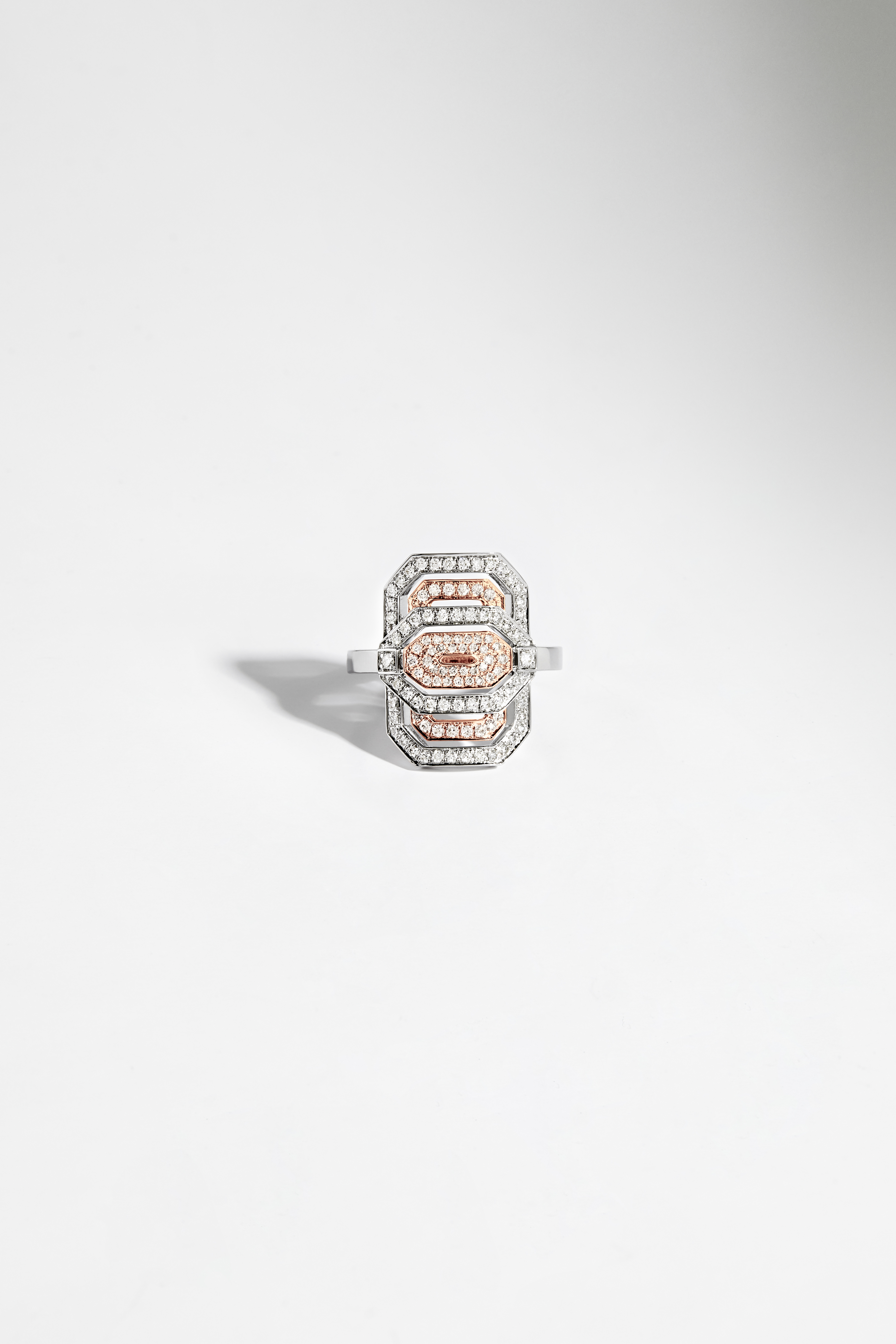 FSJ420 - Ring Mini My Way diamonds, pink gold & silver - Vue de face.jpg